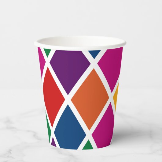 Diamond Harlequin Pattern Grote Papierbeker Papieren Bekers (Voorkant)