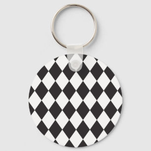 Diamond Harlequin Pattern in Black and White Sleutelhanger