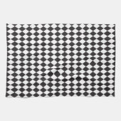 Diamond Harlequin Pattern in Black and White Theedoek (Horizontaal)