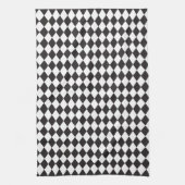 Diamond Harlequin Pattern in Black and White Theedoek (Verticaal)