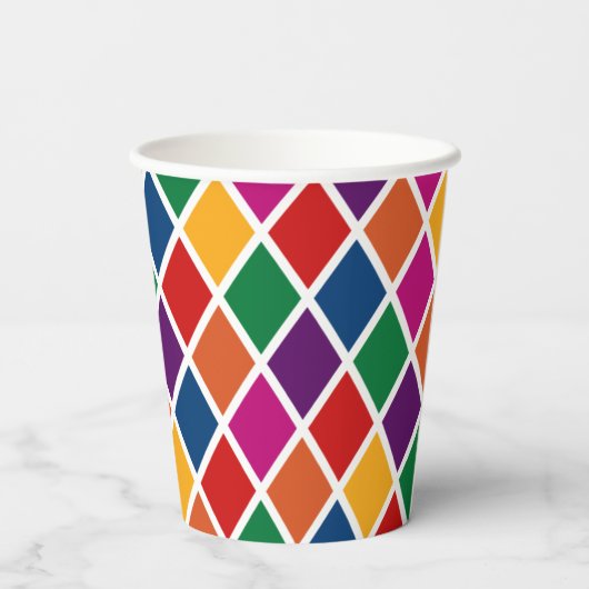Diamond Harlequin Pattern Small Paper Cup Papieren Bekers (Achterkant)