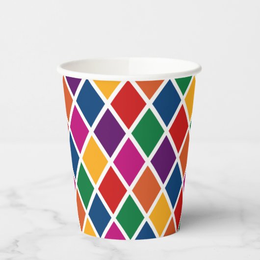 Diamond Harlequin Pattern Small Paper Cup Papieren Bekers (Links)