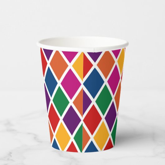 Diamond Harlequin Pattern Small Paper Cup Papieren Bekers (Rechts)