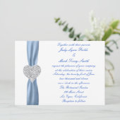 Diamond hart blauw bruiloft uitnodiging (Staand voorkant)