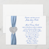 Diamond hart blauw bruiloft uitnodiging (Voorkant / Achterkant)