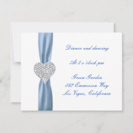 Diamond Hart Blauwe Trouwreceptiekaart Kaart