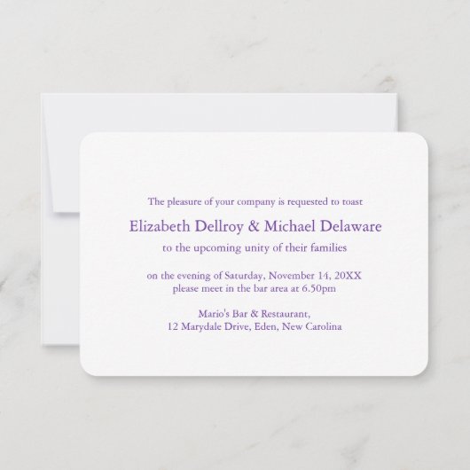 Diamond hart bruiloft repetitie diner uitnodiging (Achterkant)