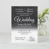 Diamond Hart Elegantie Zwart & Wit Bruiloft Kaart (Staand voorkant)