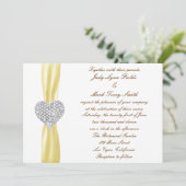 Diamond hart geel bruiloft uitnodiging (Staand voorkant)