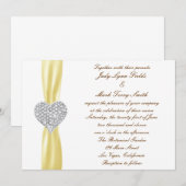 Diamond hart geel bruiloft uitnodiging (Voorkant / Achterkant)