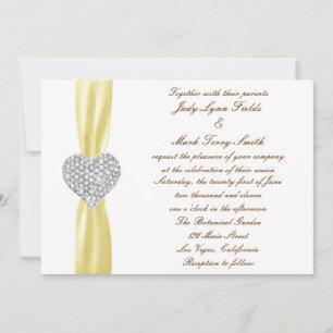 Diamond hart geel bruiloft uitnodiging