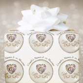 Diamond hart, gepersonaliseerde bruiloft inpakpapi cadeaupapier