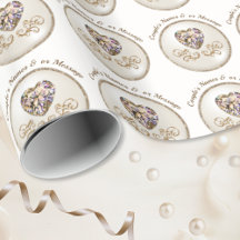 Diamond hart, gepersonaliseerde bruiloft inpakpapi