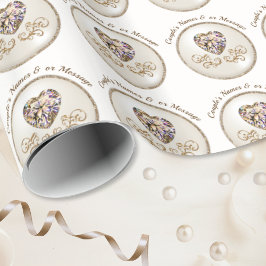 Diamond hart, gepersonaliseerde bruiloft inpakpapi cadeaupapier