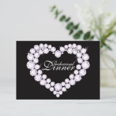 Diamond hart mono bruiloft repetitie diner uitnodi kaart (Staand voorkant)