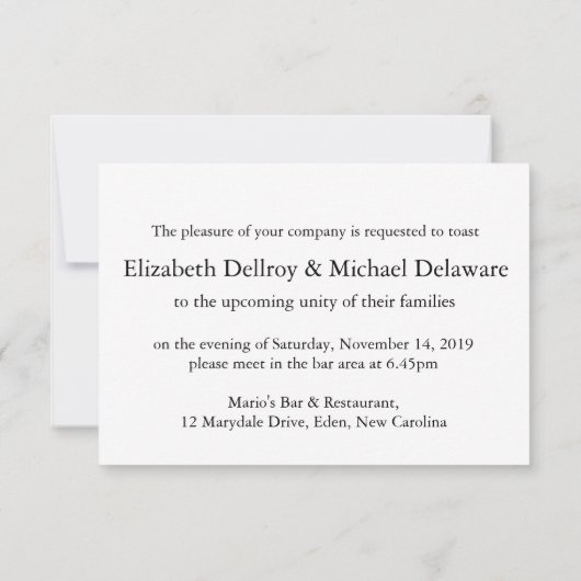 Diamond hart mono bruiloft repetitie diner uitnodi kaart (Achterkant)