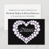 Diamond hart mono bruiloft repetitie diner uitnodi kaart (Voorkant / Achterkant)