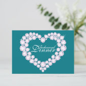 Diamond hart mono bruiloft repetitie diner uitnodi kaart (Staand voorkant)