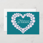 Diamond hart mono bruiloft repetitie diner uitnodi kaart (Voorkant / Achterkant)