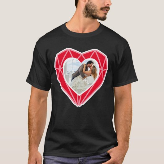 Diamond hart paar foto Valentijnsdag T-shirt (Voorkant)