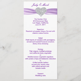 Diamond hart Paarse bruiloft Menu Kaart