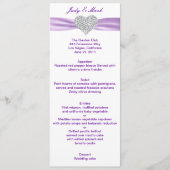 Diamond hart Paarse bruiloft Menu Kaart (Voorkant)