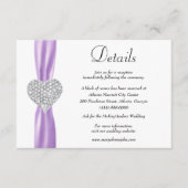 Diamond hart Paarse lint bruiloft details Informatiekaartje (Voorkant)