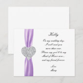 Diamond Hart Paarse Trouw Bruidsmeisje Kaart (Voorkant / Achterkant)