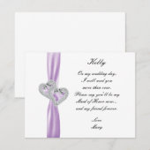 Diamond Hart Paarse Trouw Bruidsmeisje Kaart (Voorkant / Achterkant)