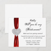 Diamond Hart Rode Bruidsmeisje Trouwkaart Kaart (Voorkant / Achterkant)