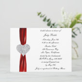 Diamond hart rood bruiloft bruids douche uitnodigi kaart (Staand voorkant)