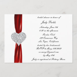Diamond hart rood bruiloft bruids douche uitnodigi kaart