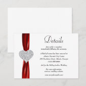 Diamond hart rood lint bruiloft details informatiekaartje (Voorkant / Achterkant)