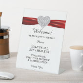 Diamond hart rood lint bruiloft veiligheid reclamebord met voetstuk (Insitu)