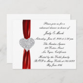 Diamond Hart Rood Repetitie diner uitnodiging (Voorkant / Achterkant)