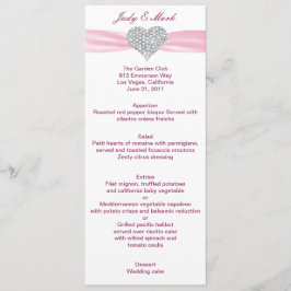 Diamond Hart Roze Bruiloft Menu Kaart