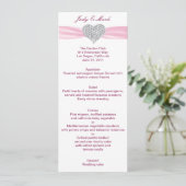 Diamond Hart Roze Bruiloft Menu Kaart (Staand voorkant)