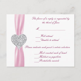 Diamond Hart Roze Bruiloft Respons Kaart