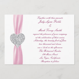 Diamond hart roze bruiloft uitnodiging