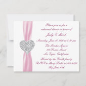 Diamond Hart Roze Repetitie Diner Uitnodiging (Voorkant)