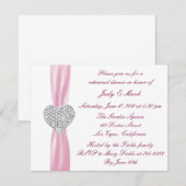 Diamond Hart Roze Repetitie Diner Uitnodiging (Voorkant / Achterkant)