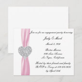 Diamond Hart Roze Verlovingsfeestuitnodiging Kaart (Voorkant / Achterkant)