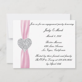 Diamond Hart Roze Verlovingsfeestuitnodiging Kaart