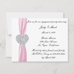 Diamond Hart Roze Verlovingsfeestuitnodiging Kaart