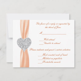 Diamond hart Sinaasappel bruiloft reactie Kaart