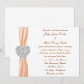 Diamond hart Sinaasappel bruiloft uitnodiging (Voorkant / Achterkant)