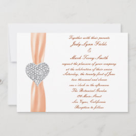 Diamond hart Sinaasappel bruiloft uitnodiging