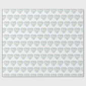Diamond hart waterverf kunst patroon wrap cadeaupapier (Vlak)