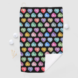 Diamond Hart Waterverf Patroon Schattige Pastel Gi Golfhanddoek