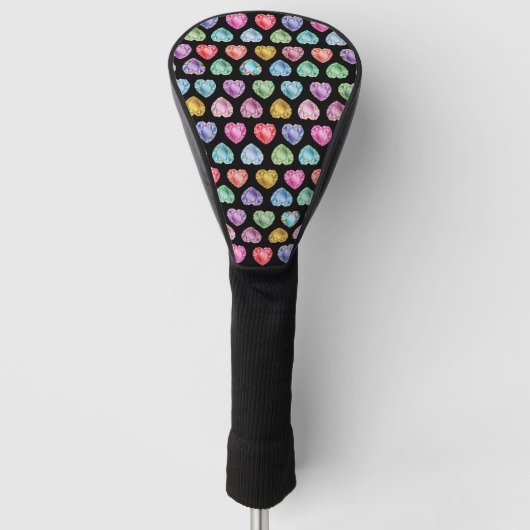 Diamond Hart Waterverf Patroon Schattige Pastel Gi Golfheadcover (Voorkant)
